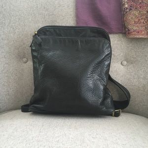 Small black leather backpack